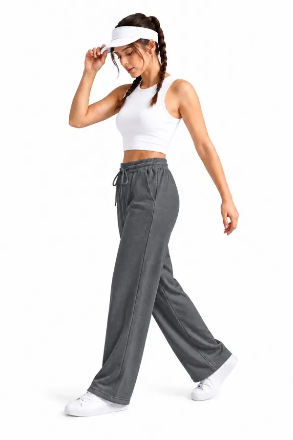 Grey_Wide_Leg_Casual_Pants_For_Women