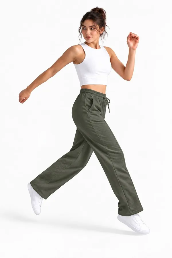 Olive_Green_Wide_Leg_Pants_For_Women