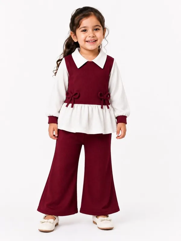 Burgundy_Two-Piece_Flared_Outfit_Set_For_Girls