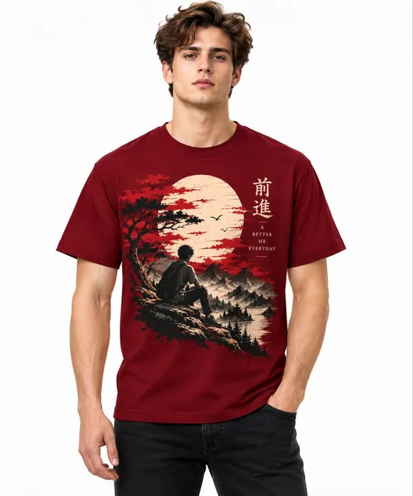Maroon_Graphic_Print_Crew_Neck_T-Shirt_For_Men