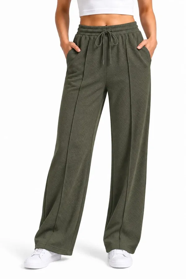 Olive_Green_Wide_Leg_Pants_For_Women