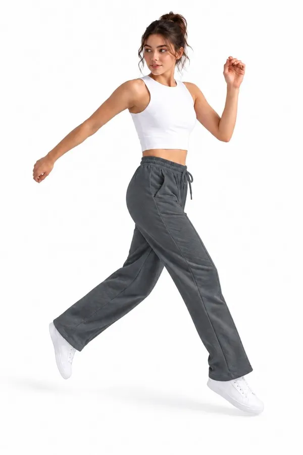 Grey_Wide_Leg_Casual_Pants_For_Women