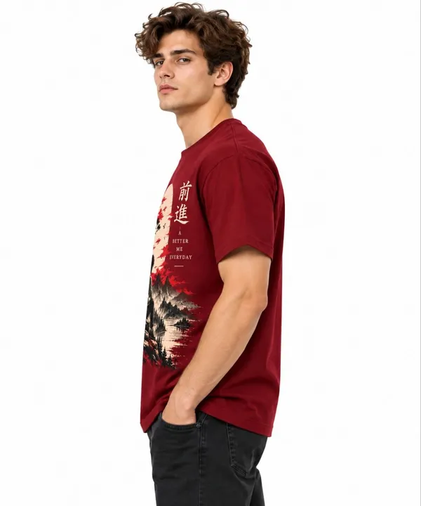 Maroon_Graphic_Print_Crew_Neck_T-Shirt_For_Men