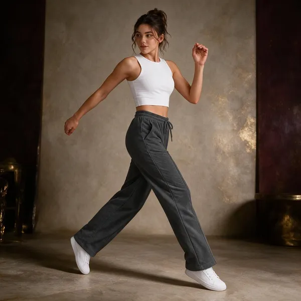 Steel_Grey_Wide_Leg_Casual_Pants_For_Women