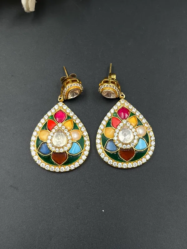 Multicolor_Gold_Tone_Teardrop_Drop_Earrings_For_Women