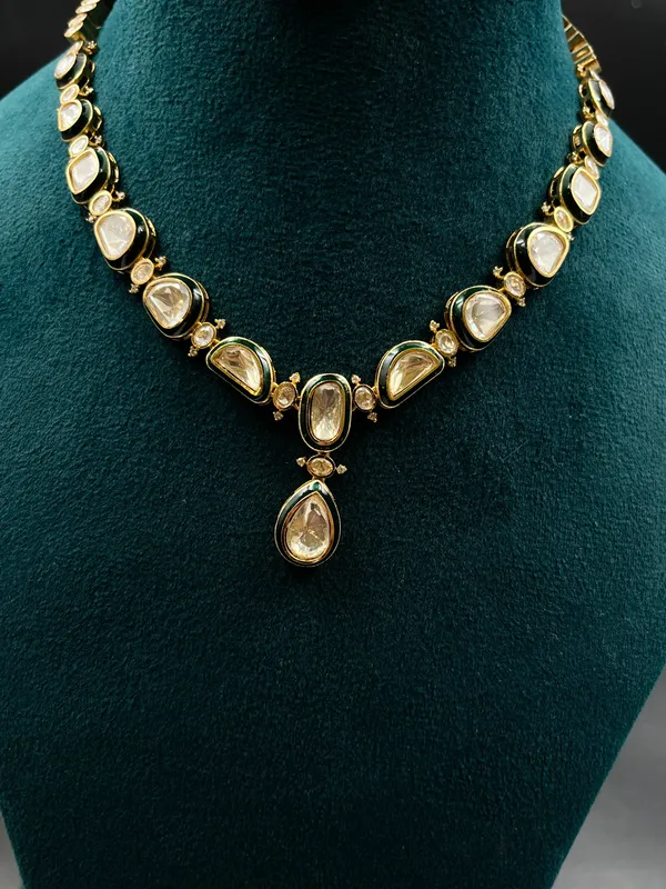 Gold_Tone_Faceted_Stone_Necklace_Set_For_Women