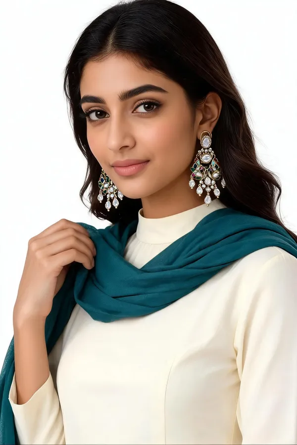Gold-Tone_Multicolour_Stone_Chandelier_Drop_Earrings_For_Women