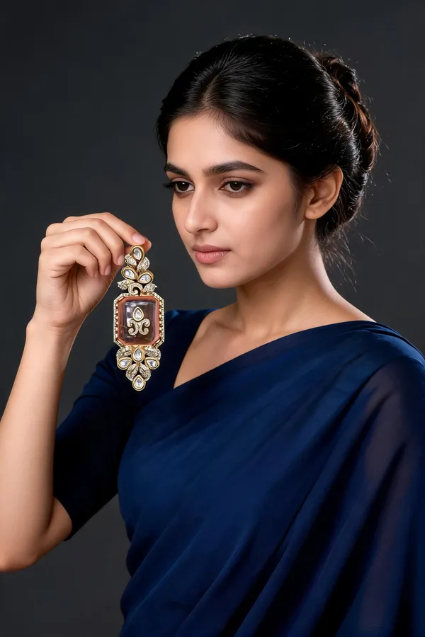 Gold-Tone_Stone_Studded_Floral_Scroll_Drop_Earrings_For_Women