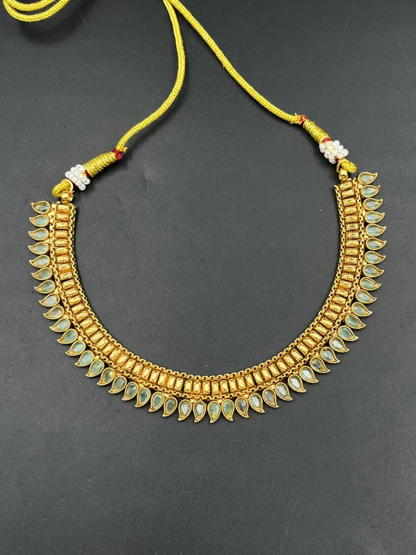 Gold_Blue-Green_Teardrop_Stone_Necklace_Set_For_Women