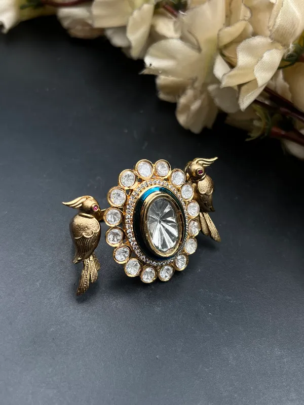Multicolor_Gold_Tone_Blue_Stone_Bird_Motif_Brooch_For_Women