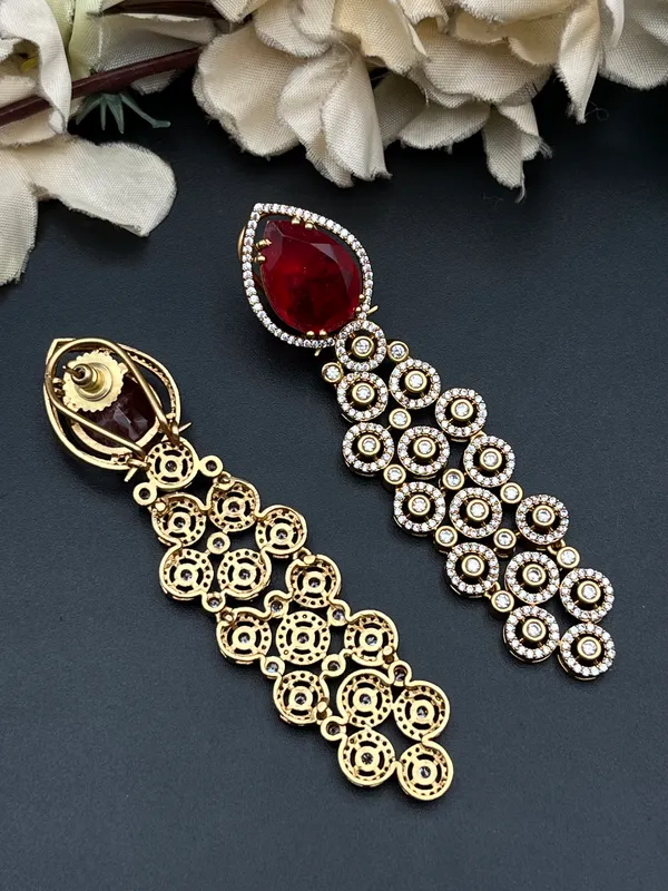 Red_Gold-Tone_Teardrop_Stone_Chandelier_Drop_Earrings_For_Women
