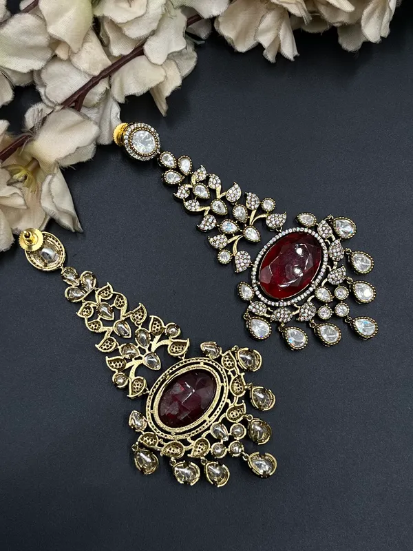 Gold_Red_Stone_Ethnic_Floral_Drop_Earrings_For_Women