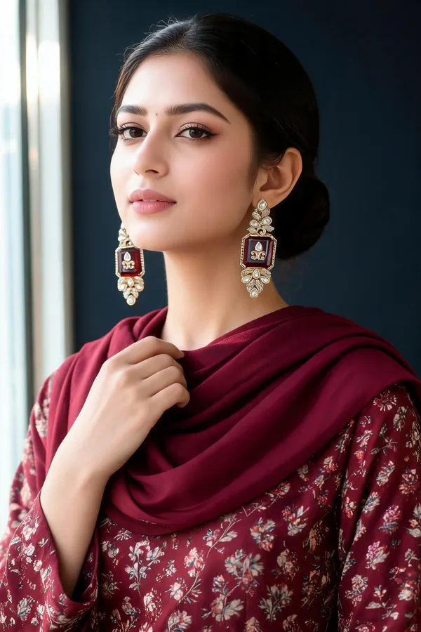Gold_Red_White_Stone_Ornate_Statement_Drop_Earrings_For_Women