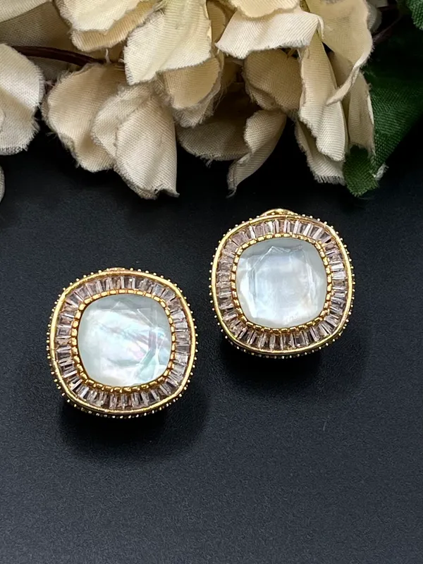 Gold_Tone_Iridescent_Baguette_Stud_Earrings_For_Women