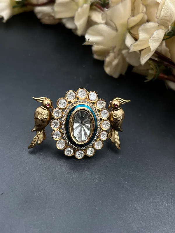 Multicolor_Gold_Tone_Blue_Stone_Bird_Motif_Brooch_For_Women