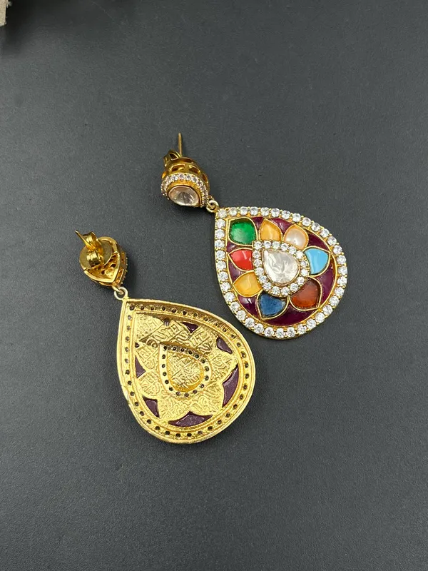 Multicolor_Gold_Tone_Teardrop_Drop_Earrings_For_Women
