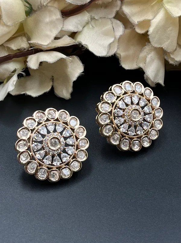 Gold_Tone_Floral_Crystal_Round_Stud_Earrings_For_Women