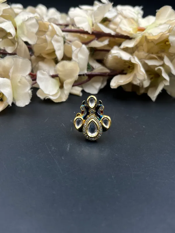 Gold_Tone_Clear_Teardrop_Cluster_Ring_For_Women