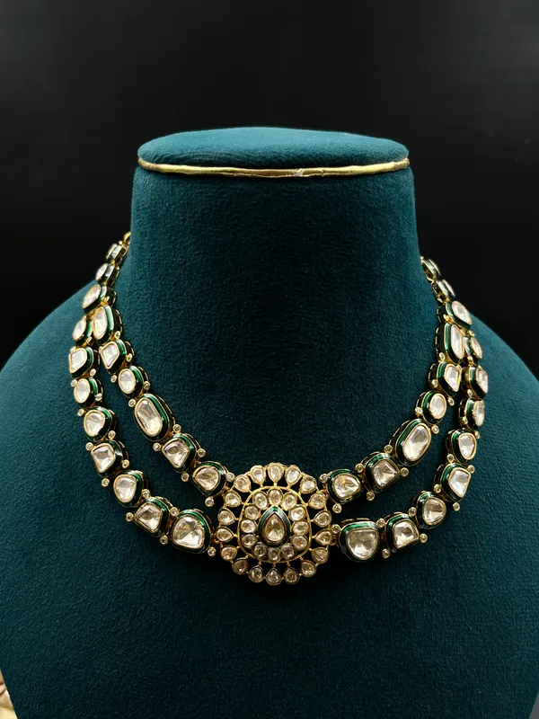 Gold_Clear_Green_Stone_Studded_Necklace_Set_For_Women