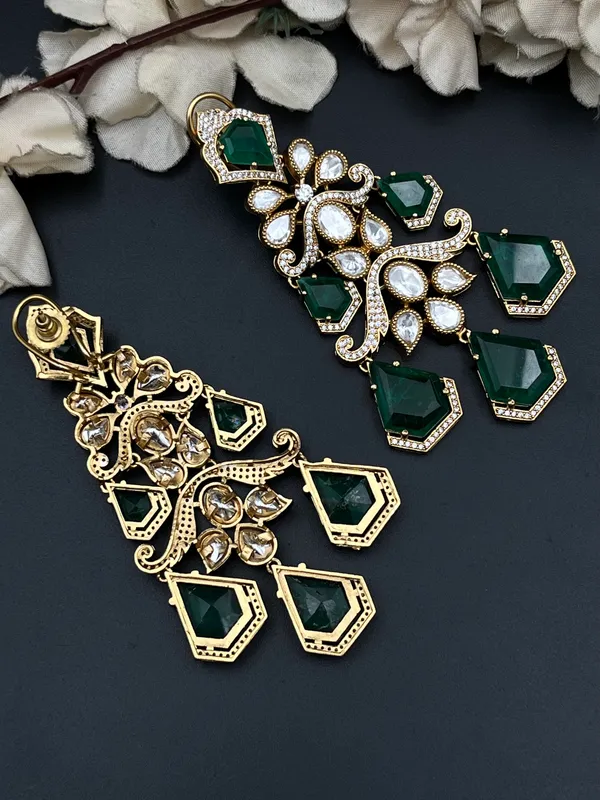 Green_Gold_Tone_Kundan_Floral_Earrings_For_Women