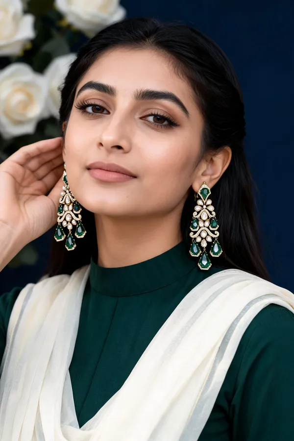 Green_Gold_Tone_Kundan_Floral_Earrings_For_Women