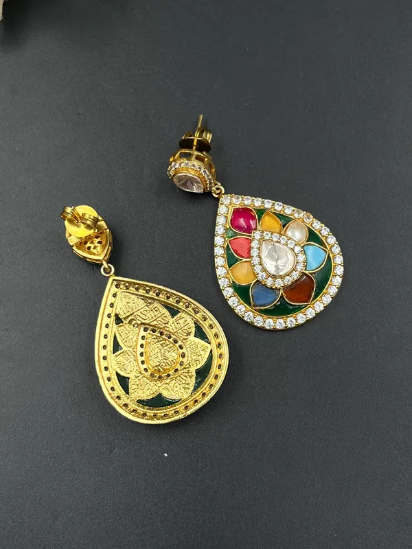 Multicolor_Gold_Tone_Teardrop_Drop_Earrings_For_Women