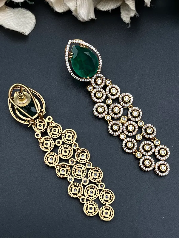 Green_Gold-Tone_Teardrop_Stone_Chandelier_Drop_Earrings_For_Women