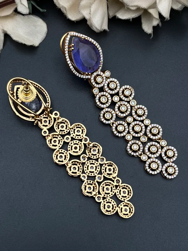 Blue_Gold-Tone_Teardrop_Stone_Chandelier_Drop_Earrings_For_Women