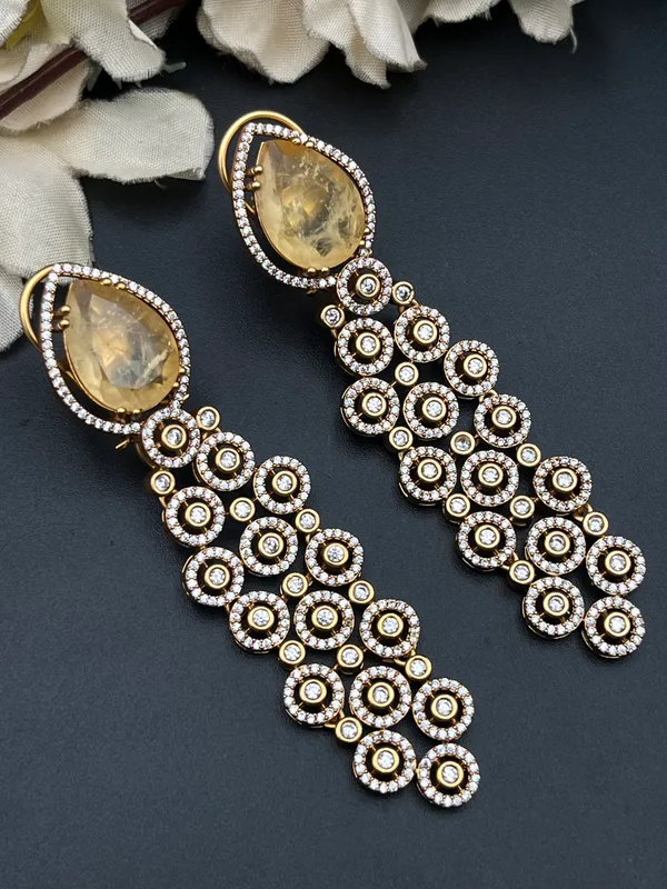 Gold_Yellow_Stone_Circular_Drop_Earrings_For_Women