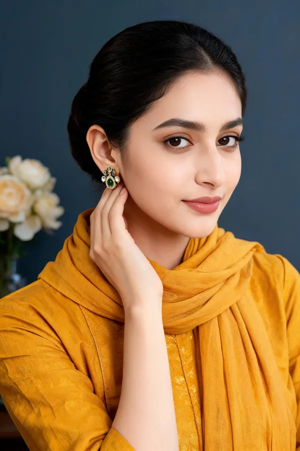 Multicolor_Gold-Tone_Peacock_Stone_Stud_Earrings_For_Women