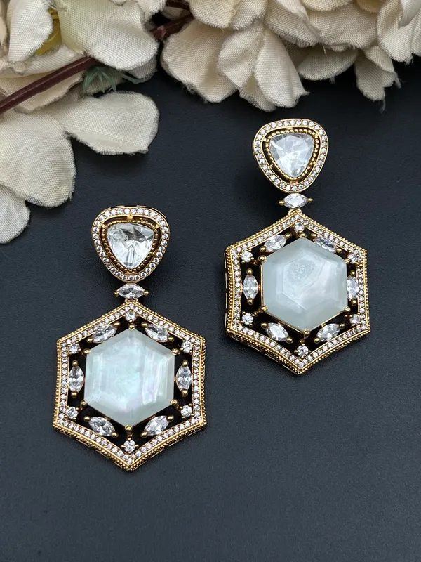 Gold_Tone_Hexagon_Geometric_Drop_Earrings_For_Women