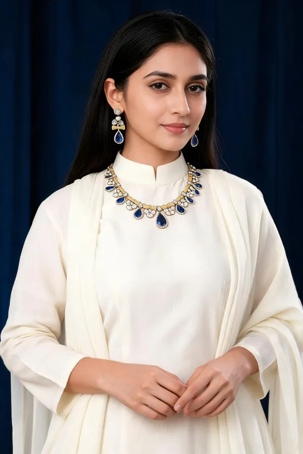Gold_Blue_Teardrop_Stone_Necklace_Set_For_Women