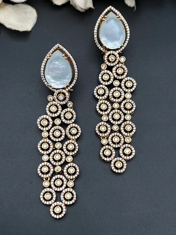 Gold-Tone_Pearl_Teardrop_Stone_Dangler_Earrings_For_Women