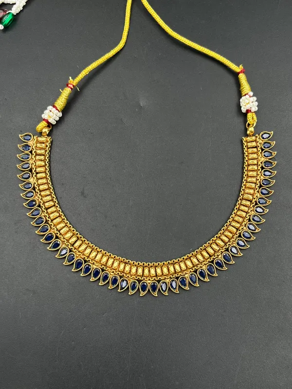 Gold_Blue_Teardrop_Stone_Necklace_Set_For_Women