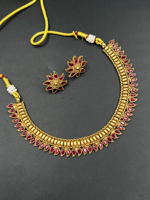 Gold_Red_Ruby_Stone_Necklace_And_Earring_Set_For_Women