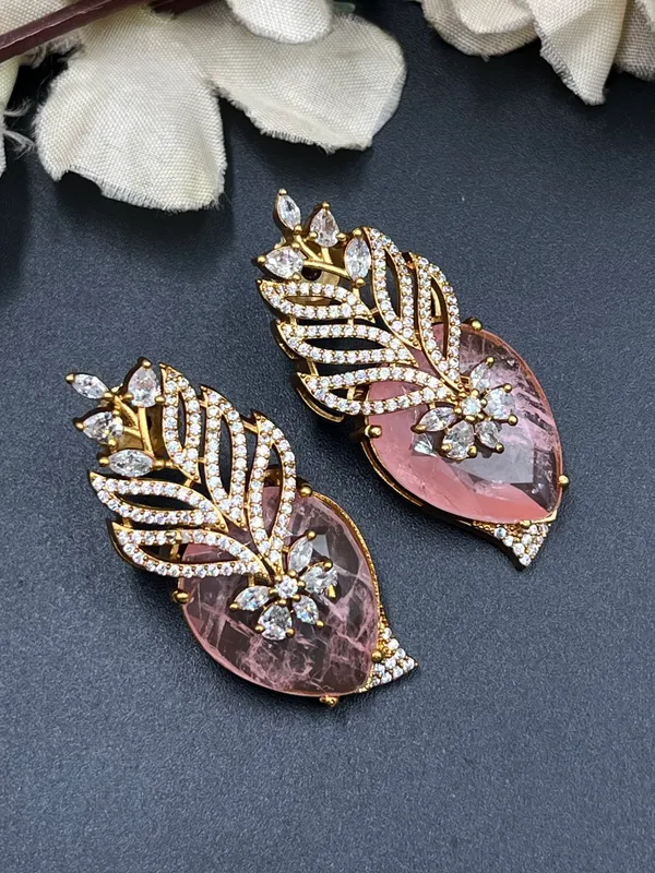 Gold_Tone_Leaf_Design_Drop_Earrings_For_Women