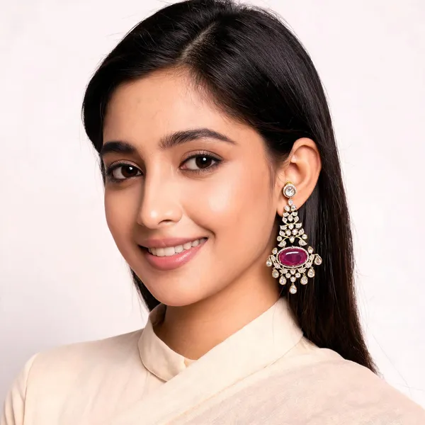 Gold_Red_Ruby_Stone_Floral_Drop_Earrings_For_Women