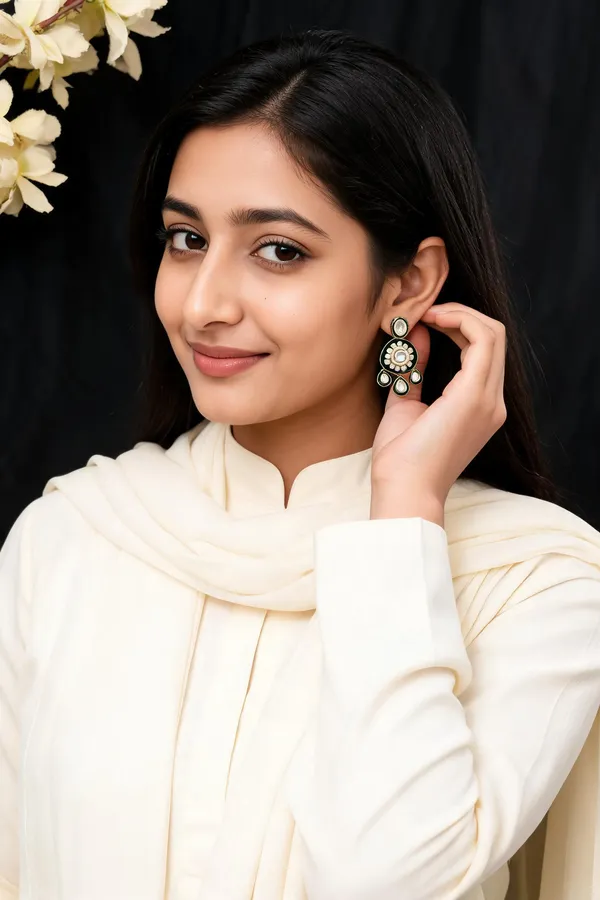 Green_Gold-Tone_Stone_Studded_Floral_Drop_Earrings_For_Women