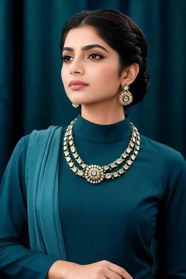 Gold_Clear_Green_Stone_Studded_Necklace_Set_For_Women