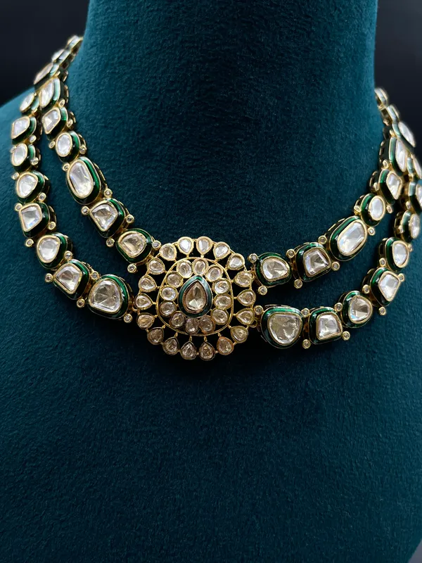 Gold_Clear_Green_Stone_Studded_Necklace_Set_For_Women