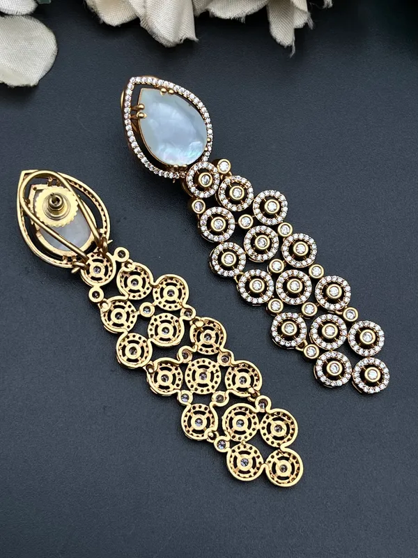 Gold-Tone_Pearl_Teardrop_Stone_Dangler_Earrings_For_Women