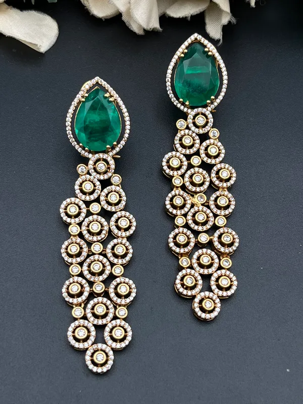 Green_Gold-Tone_Teardrop_Stone_Chandelier_Drop_Earrings_For_Women
