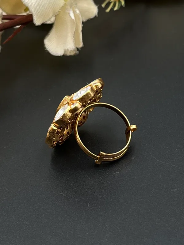 Gold_Tone_Crystal_Floral_Cluster_Statement_Ring_For_Women