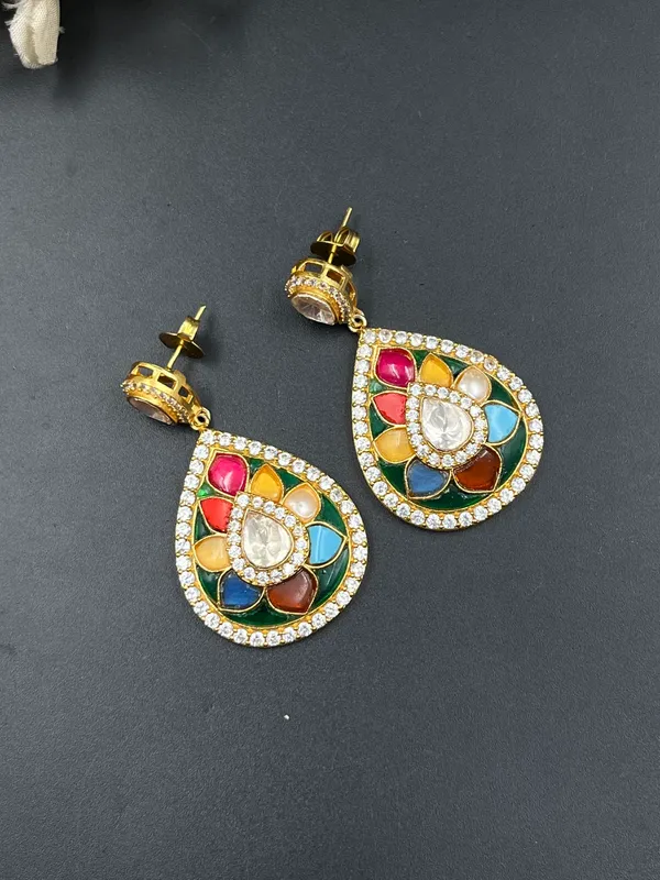 Multicolor_Gold_Tone_Teardrop_Drop_Earrings_For_Women