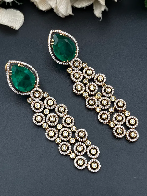 Green_Gold-Tone_Teardrop_Stone_Chandelier_Drop_Earrings_For_Women