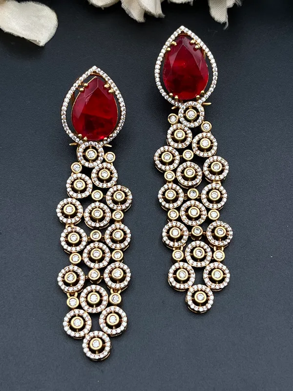 Red_Gold-Tone_Teardrop_Stone_Chandelier_Drop_Earrings_For_Women
