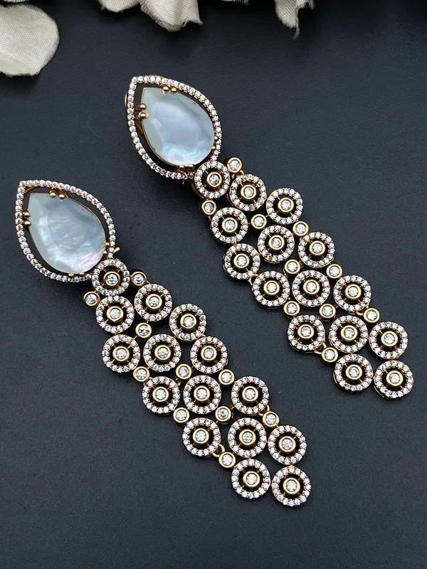 Gold-Tone_Pearl_Teardrop_Stone_Dangler_Earrings_For_Women