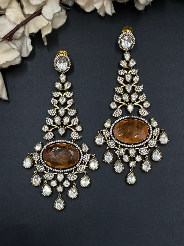 Gold_Brown_Oval_Stone_Kundan_Drop_Earrings_For_Women