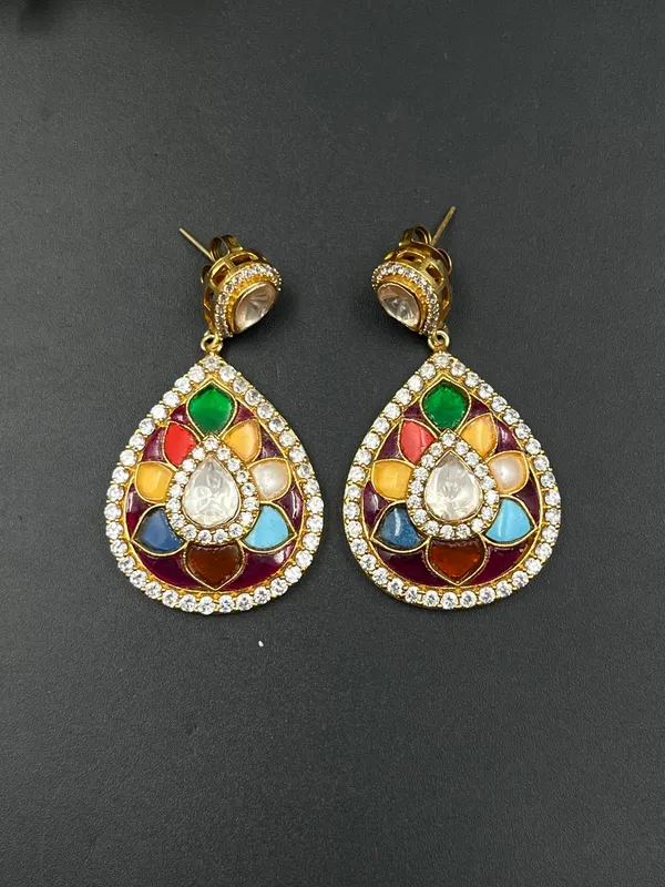 Multicolor_Gold_Tone_Teardrop_Drop_Earrings_For_Women