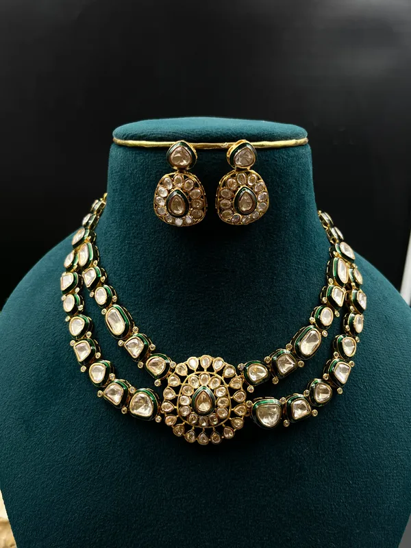 Gold_Clear_Green_Stone_Studded_Necklace_Set_For_Women